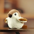 Handmade fluffy brown and white sparrow bird plush keychain toy for backpack charm - 13cm / Sparrow