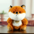 Mignon porte-clés renard en peluche orange avec étiquette en bois faite à la main - Style Renard (01) / Environ 11cm / Marron