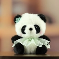 Portachiavi peluche panda con colletto in pizzo verde e dettaglio floreale rosa - Verde