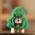 Cute green plush Christmas tree keychain featuring reindeer embroidery for holiday decor - Conical Christmas Tree