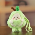 Simpatico portachiavi in peluche di avocado con faccina sorridente e cordino verde per borse - Stile Cuore