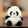 Portachiavi panda di peluche con pizzo rosa e fiore con finitura morbida - Rosa