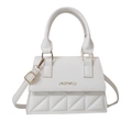 Borsa retrò in pelle PU trapuntata bianca con mini manico e chiusura dorata - Bianco