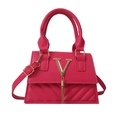 Elegante borsa a tracolla magenta con dettaglio nappa a V e finiture in metallo dorato - rosa acceso
