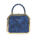 Blauwe marmer patroon PU lederen harde tas handtas met gouden frame en kettingriem. - Blauw