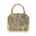 Elegante goudkleurige metalen frame achthoekige avond tas met gedraaide handvat en ketting voor dames - Goud