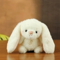 Cute cream plush bunny keychain with fluffy fur and a handmade heart pendant - Beige / Approx 10cm