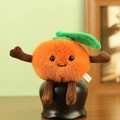 Süßer Plüsch Orange Anhänger mit weichem Fell und grünem Blatt für Taschen und Schlüssel - Birnen-Stil (L梨子)