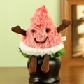 Süßer rosa Plüsch-Wassermelonen-Anhänger mit langen Haaren und Smiley auf Basis - Dreieckiges Wassermelonen-Design (L三角形西瓜)