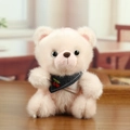 Cute pink plush bear charm with cherry scarf for bags and keychains - Pink