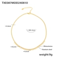 Collar de acero de titanio chapado en oro de 18k con cuentas pequeñas y strass brillante - Collar (TXP087) / Dorado