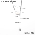 Collana minimalista in acciaio inossidabile con ciondolo a fagiolo in smalto bianco - Bianco Argento