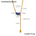 Collana in acciaio inossidabile dorato stile francese con ciondolo a fagiolo blu navy - Oro Blu
