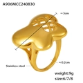 Anello a farfalla spesso in acciaio inossidabile placcato oro 18K PVD con cuore - US 6 / Oro