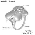 Anello in acciaio inossidabile argento traforato a farfalla largo 3cm peso 9g - US 6 / Color Acciaio