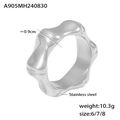 Anello in acciaio inossidabile argento lucido stile bamboo con texture ondulata - US 6 / Color Acciaio