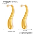 Pendientes largos de acero inoxidable dorado con diseño de gota de agua moderna - Pendientes (TXF113) / Dorado