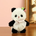 Porte-clés panda en peluche avec un nœud à pois et des pinces à cheveux colorées - Nœud Rose / Noeud Papillon Rose