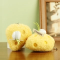 Plush yellow cheese wedge keychains set of two with soft embroidery and metal rings - Cheese Bread Style