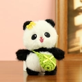 Porte-clés panda en peluche avec nœud jaune et mini sac tricoté vert - Style Sac Vert / Sac Bandoulière Vert