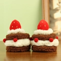 Cute strawberry chocolate cake plush keychain pendant with soft fabric texture - Strawberry Cake