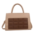 Retro-Handtasche in Kontrastfarben mit Schokoladensteppung und Abnehmbarem Gurt - Khaki