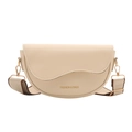 Sacoche selle beige minimaliste avec rabat ondulé et bandoulière large réglable - Blanc