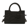 Elegant black crossbody handbag with sweet bow decorations and top handle for women - Black