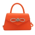 Minimalistische helder oranje handtas met strass-strik en handvat voor damesmode - Oranje
