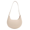 Chic cream white half-moon underarm bag with red lining and elegant gold hardware - White