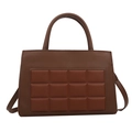 Brown quilted crossbody handbag for women with structured top handle and adjustable strap - Brown