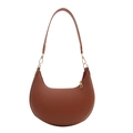 Sac hobo demi-lune marron foncé minimaliste en similicuir lisse avec détails dorés - Marron