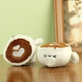 Lindo llavero de peluche con forma de taza de café, bordado de corazón y gancho metálico - Taza de café