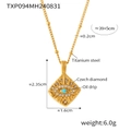 Collana in acciaio al titanio placcato oro 18K con ciondolo occhio e diamanti cechi - Taglia unica / Collana Oro (TXP094)