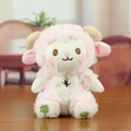 Cute pink plush sheep charm with pearl necklace and green clover embroidery details - Nude Style (Without Dress) / Pink Nude Style