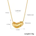 Collana a fagiolo in acciaio inossidabile dorato con strass, lunghezza 40+5cm - Stile Zirconia Bianca Dorata (P2028)