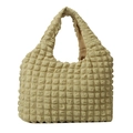 Chic beige bubble textured tote bag with popcorn fabric and minimalist handle design - Yellow