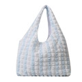 Blue and white striped bubble texture tote bag with minimalist aesthetic hobo style - Blue