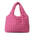 Pink puff cloud tote bag with popcorn bubble texture minimalist handbag for women - Rose Pink