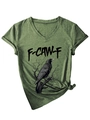 Dettaglio della t-shirt verde con scollo a V, stampa di aquila e nodo decorativo - Taglia S / Verde erba