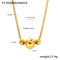 Minimalistische dubbellaagse roestvrijstalen ketting met drie gouden kralen detail - Dubbellaagse Drie-Kralen Slangenketting (P1705) / Goud