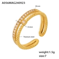 Zweilagiger verstellbarer Ring aus 18k vergoldetem Titanstahl mit funkelndem Zirkon - Einstellbar Offen / Doppelschichtig Mikro Eingelegter Zirkonia (A056) / Gold