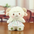 Cute white plush sheep pendant with floral dress and embroidered clover details - Beige With Dress