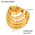 Golden titanium steel multi-layer spiral open ring with 18K gold plated finish - US 6 / Gold