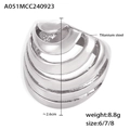 Polished silver titanium steel ring with layered spiral design and 2.6cm diameter - US 6 / Steel