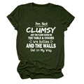 Detail of white artistic typography print on olive green cotton crew neck T-shirt - S / Tops / Army Green