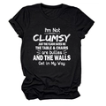 Detail of white humorous slogan print on black cotton crew neck short sleeve T-shirt - S / Tops / Black