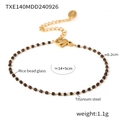 Gold titanium steel bracelet featuring brown glass rice beads and lobster clasp - Gold Bracelet(TXE140)