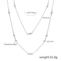 Collana lunga a doppio strato in acciaio al titanio argento con ciondoli a chicco, 67+5cm - Color Acciaio