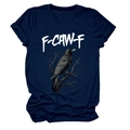 Detail of the navy blue crew neck t-shirt featuring a vintage eagle print and lettering - S / Navy Blue